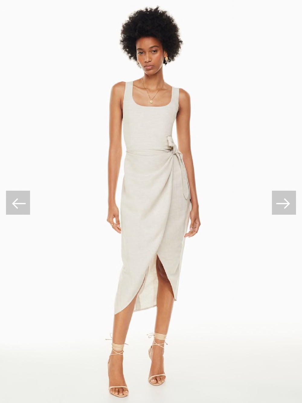 Aritzia linen Cream Wrap-Front Midi Dress